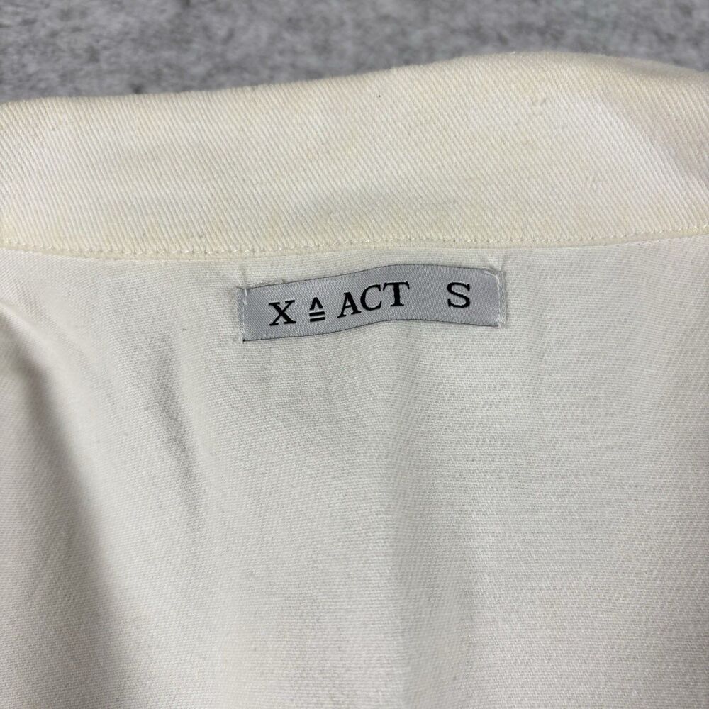 XACT Womens Small White Button Up Denim Jean Jacket w/ Allover Patches - FLAWED - Picture 6 of 16